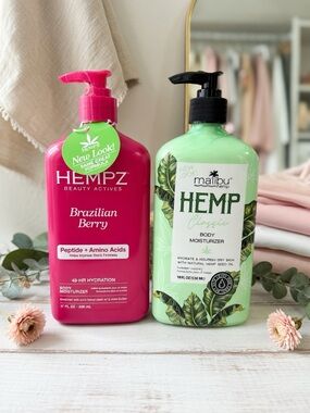 NEW! HEMPZ Brazilian Berry + Malibu Hemp Classic Body Lotion Bundle - Full Size!